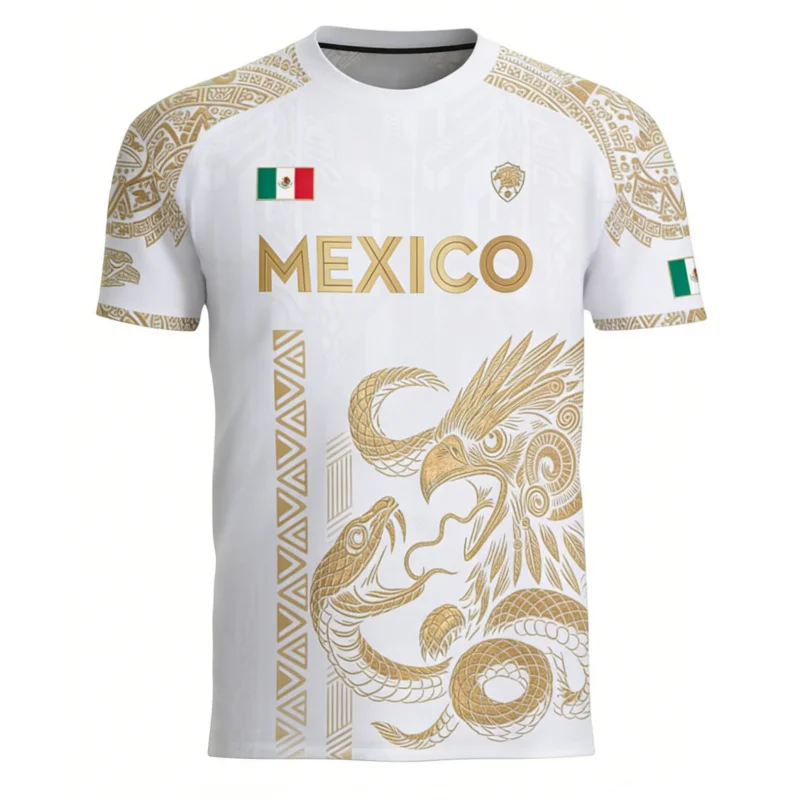 3D Printing Eagle - Mexican Flag Printed Men's T-shirt Fun