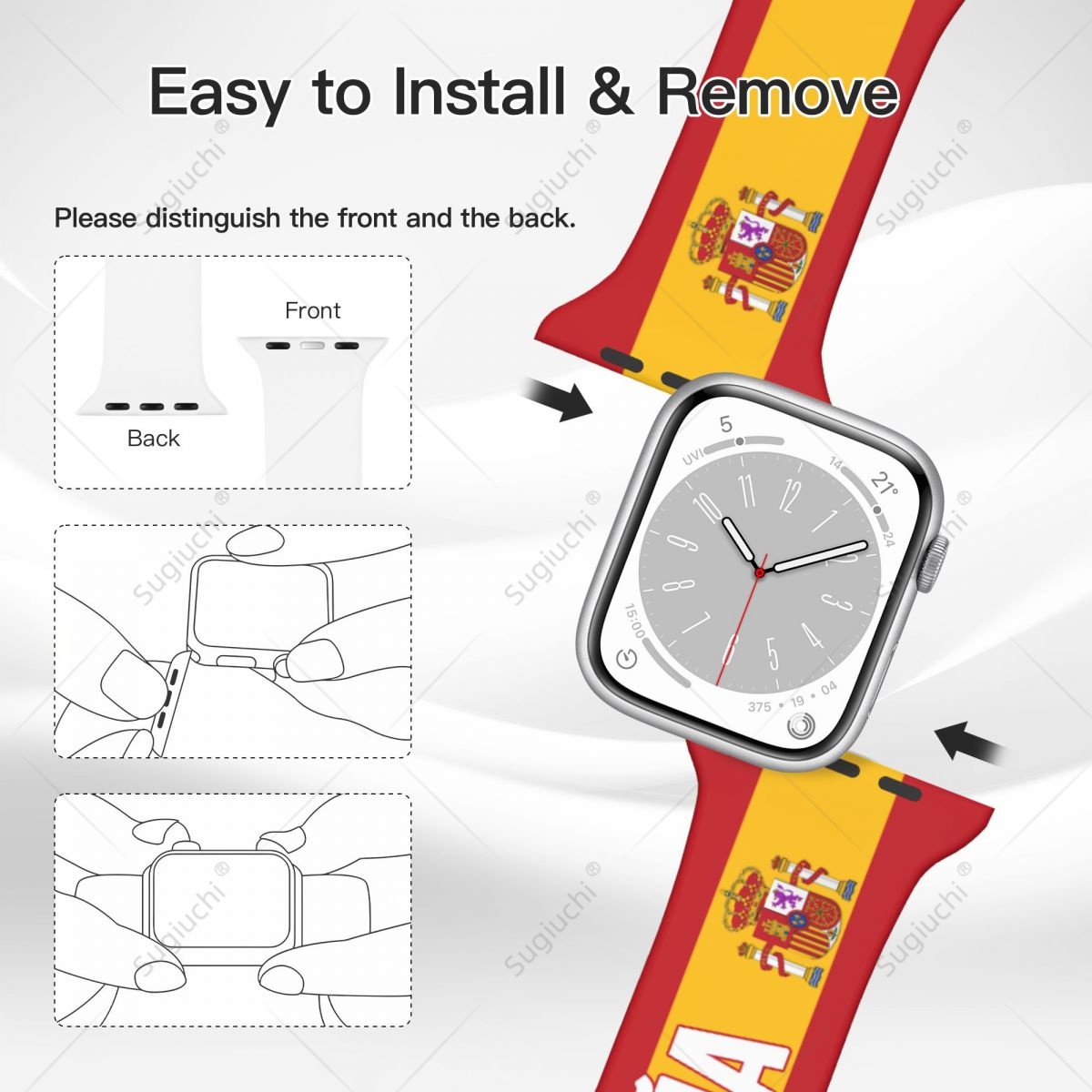 Unisex Spain Flag 3D Printing  - đánh giá và giá 3D Printing Watch