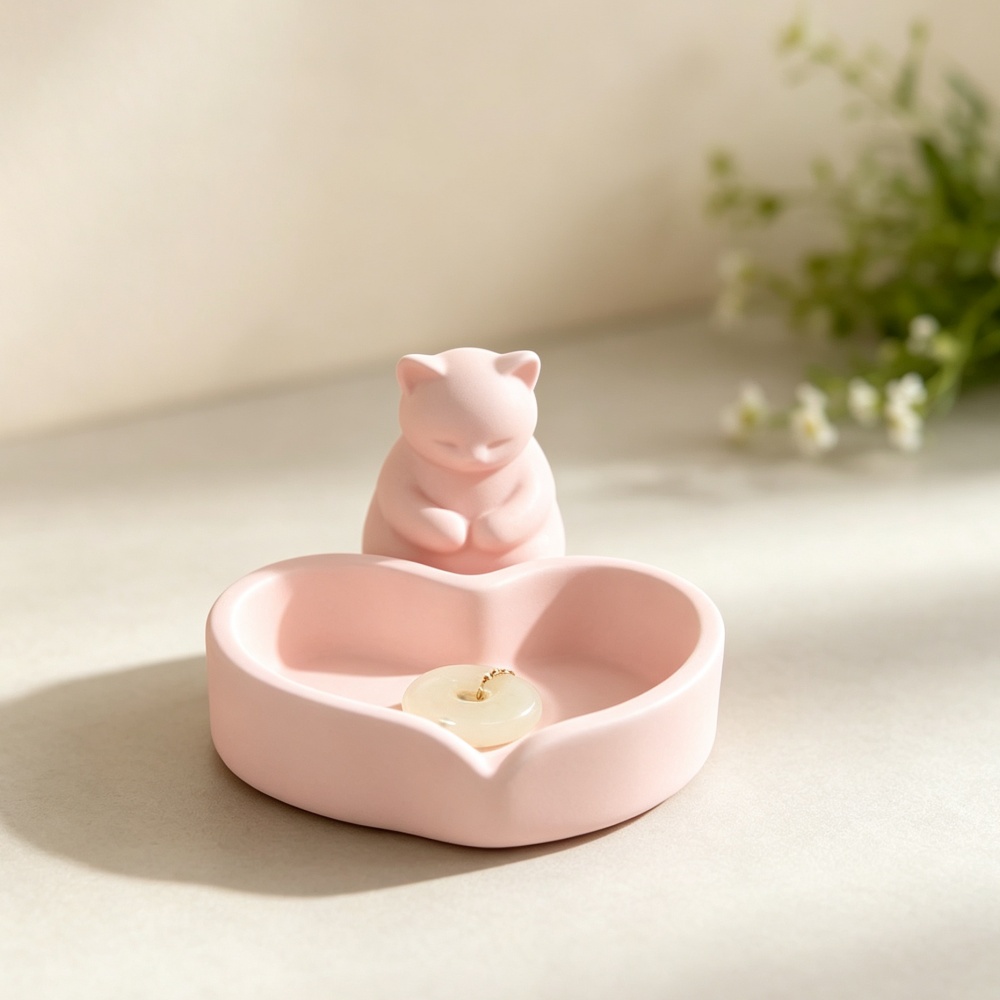 3D Printed Pink Cat With Heart - đánh giá và giá 3D Printing Ring Holder