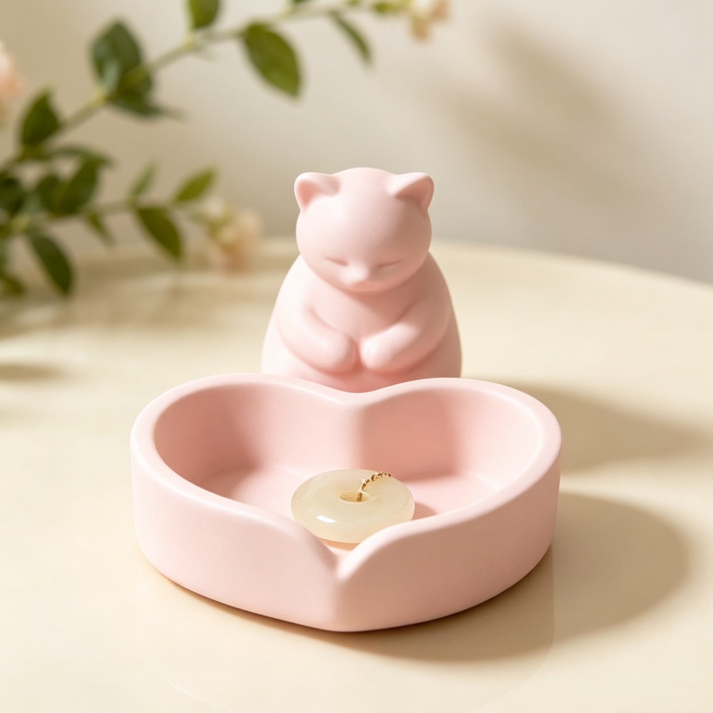 3D Printed Pink Cat With Heart - đánh giá và giá 3D Printing Ring Holder