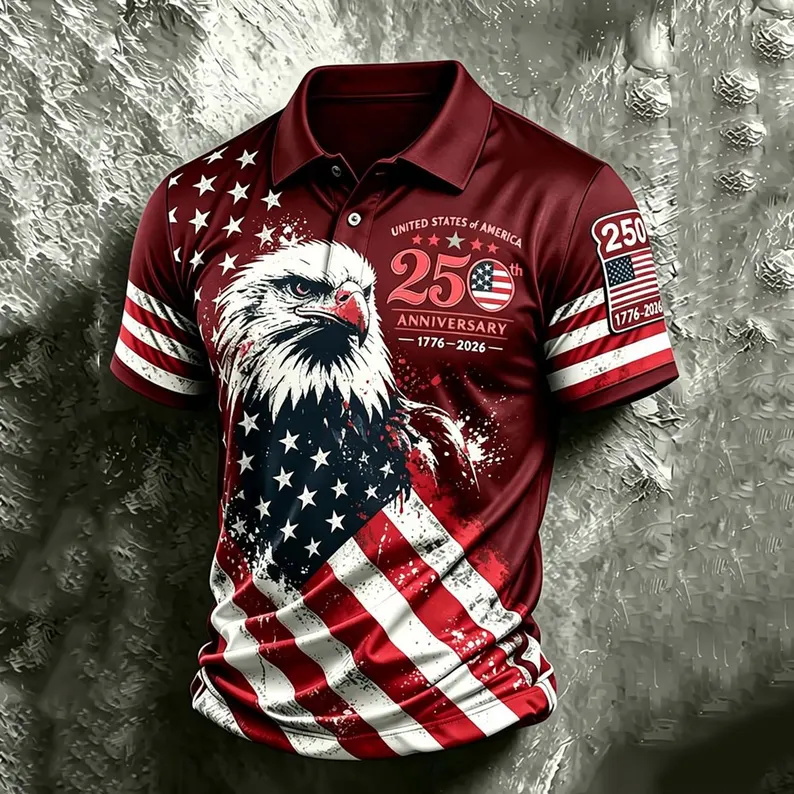 Mens Patriotic Golf Polo Shirt - đánh giá và giá 3D Printing Eagle